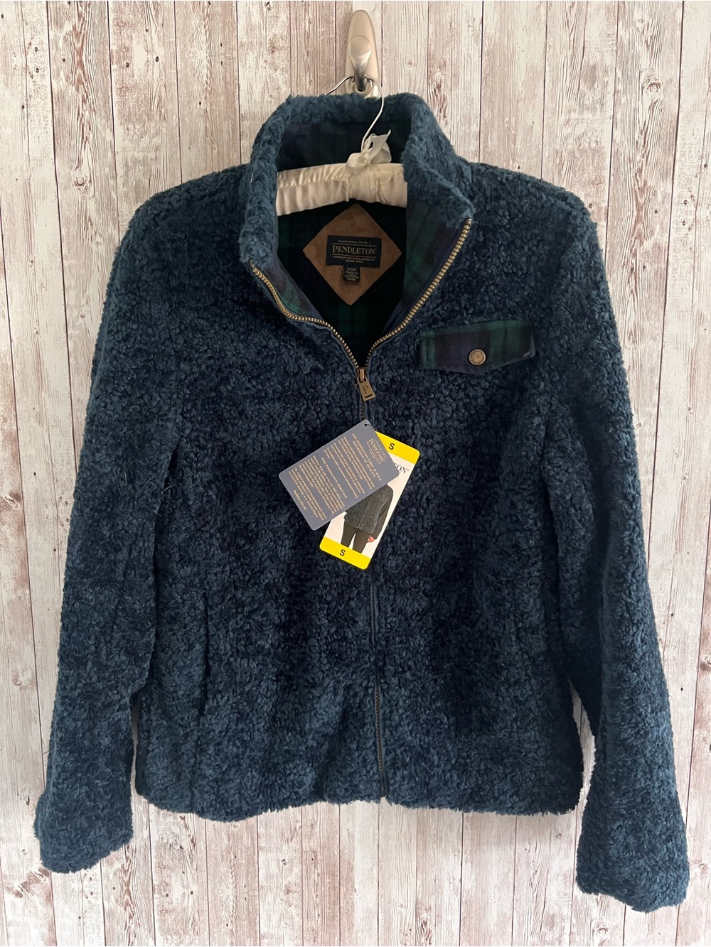 Pendleton Navy Sherpa Fuzzy Fleece Zip-Up Jacket NEW Small